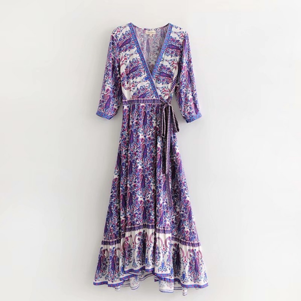NEW Wild Magnolia Wrap Floral Boho Gown Dress - Picture 5 of 5